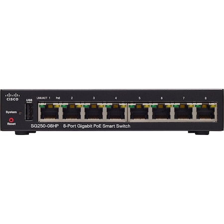 Cisco SG250-08HP 8-Port Gigabit PoE, SG25008HPK9NA SG250-08HP-K9-NA